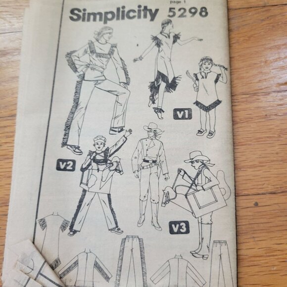 Simplicity 5298 Lone Ranger Costume Sewing Pattern 10-12 Boys Girls Youth - Picture 3 of 5
